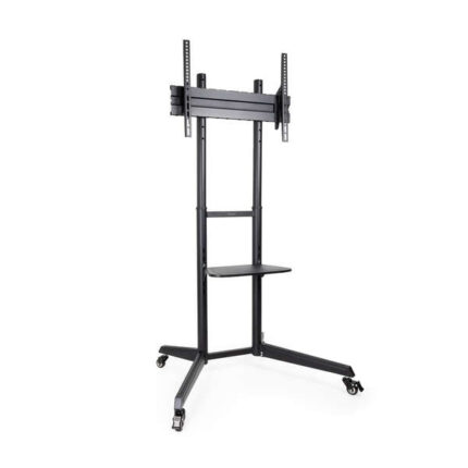 Tooq Ramses Supporto da pavimento con ruote per schermi da 37" a 70" - Blocco ruote - Ripiano - Gestione cavi - Peso max 50 kg - VESA max 600X400 mm - Colore nero