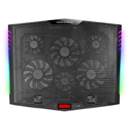 Mars Gaming MNBC5 Base di raffreddamento per laptop fino a 19" - 6 ventole - 7 posizioni di inclinazione - Illuminazione ARGB dinamica - Base per smartphone - Griglia in alluminio - 2 porte USB 2.0