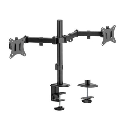 Aisens Supporto da tavolo ECO girevole e inclinabile per monitor/TV 9 kg (3 perni - 2 bracci) da 17-32 - Colore nero