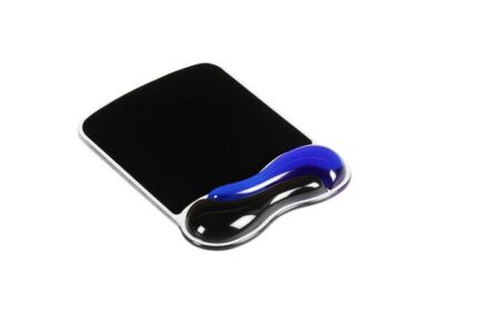 Tappetino per mouse Kensington con poggiapolsi Duo Gel - Canale di ventilazione - Combinazione di colori in due tonalità - Finitura facile da pulire - Blu/Nero