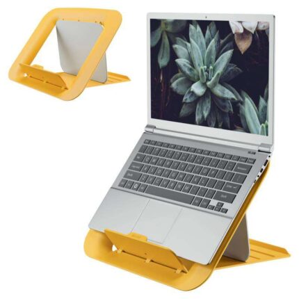 Leitz Ergo Cosy Supporto regolabile per laptop da 13" a 17" - Design ergonomico - Altezza regolabile su 4 livelli - Colore giallo caldo
