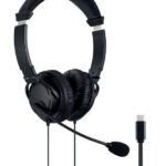 Cuffie Kensington Hi-Fi USB-C con microfono - Driver da 40 mm - Compatibili con tutti i dispositivi USB-C - Archetto imbottito regolabile - Microfono flessibile a braccio - Cuscinetti in schiuma rivestiti in similpelle - Colore nero