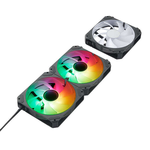 Abysm Gaming Arclight 2.0 ARGB Black Pacchetto da 3 ventole da 120 mm con illuminazione ARGB - Velocità massima 1500 giri/min - Collegamento in serie Abysm Gaming Arclight 2.0 ARGB Black Pacchetto da 3 ventole da 120 mm con illuminazione ARGB - Velocità massima 1500 giri/min - Collegamento in serie