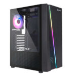 Unykach Glayze Case Tower ATX - Illuminazione ARGB - Lato in vetro temperato - USB-A 2.0/3.2 e audio - 1 ventola RGB da 120 mm installata - Colore nero