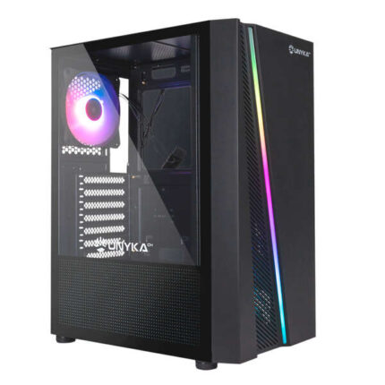 Unykach Glayze Case Tower ATX - Illuminazione ARGB - Lato in vetro temperato - USB-A 2.0/3.2 e audio - 1 ventola RGB da 120 mm installata - Colore nero