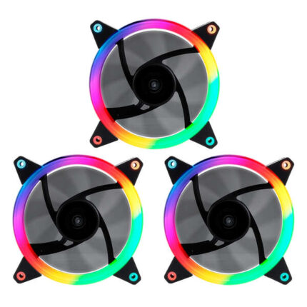 Unykach Candy 30 Confezione da 3 ventole da 120 mm con illuminazione ARGB - Velocità massima 1500 giri/min - Controller e telecomando - Colore nero