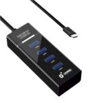 Cromad Cavo USB tipo C - Lunghezza 30 cm - Velocità di trasferimento 5 Gbps - 4 porte USB 3.0 - Non richiede installazione - Compatibile con tutti i sistemi operativi - Colore nero