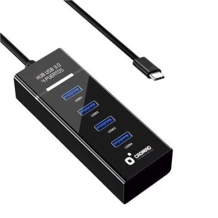 Cromad Cavo USB tipo C - Lunghezza 30 cm - Velocità di trasferimento 5 Gbps - 4 porte USB 3.0 - Non richiede installazione - Compatibile con tutti i sistemi operativi - Colore nero