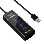 Cromad Cavo USB 2.0 - Lunghezza 30 cm - Indicatore LED - Velocità di trasferimento 480 Mbps - 4 porte - Nessuna installazione - Compatibile con tutti i sistemi operativi - Colore nero