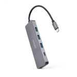 Nanocavo Hub USB-C/M A 3xUSB3.0/H + 1xUSB-C/H - 10 cm - Colore alluminio