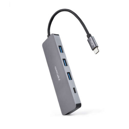 Nanocavo Hub USB-C/M A 3xUSB3.0/H + 1xUSB-C/H - 10 cm - Colore alluminio