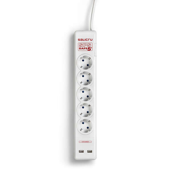 Salicru Presa multipla SPS SAFE 5+ Protezioni elettriche attive di ultima generazione - 5 prese Schuko - Colore bianco Salicru Presa multipla SPS SAFE 5+ Protezioni elettriche attive di ultima generazione - 5 prese Schuko - Colore bianco