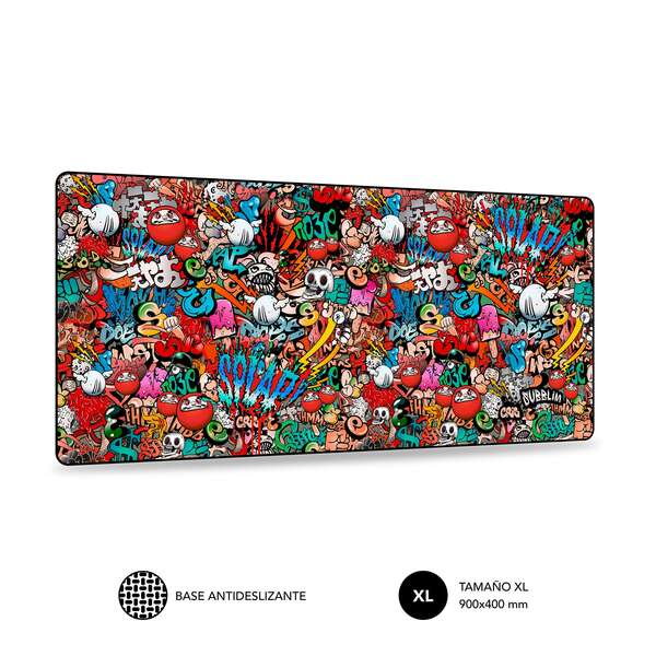 Tappetino per mouse Subblim Graffiti - Dimensioni 900x400 mm - Gomma antiscivolo - Bordi cuciti - Elevata elasticità - Tecnologia di stampa ad alta precisione e qualità - Facile da pulire - Vari colori Tappetino per mouse Subblim Graffiti - Dimensioni 900x400 mm - Gomma antiscivolo - Bordi cuciti - Elevata elasticità - Tecnologia di stampa ad alta precisione e qualità - Facile da pulire - Vari colori