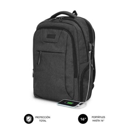 Zaino Subblim Air Padding per laptop da 16" - Scomparti e tasche organizer - Resistente all'acqua - Porta USB - Colore nero