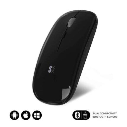 Subblim Mouse Dual Flat - Doppia connettività - Tecnologia Silent Click - Batteria a lunga durata - Design elegante - Colore nero