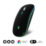 Subblim Mouse LED Dual Flat - Doppia connettività - Tecnologia Silent Click - Illuminazione LED in 7 colori - Colore nero