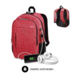 Subblim Zaino Urban Lock System - Sinonimo di sicurezza - Eccellente capacità organizzativa - Connettore USB per Powerbank - Design resistente - Cinghie ergonomiche - Colore rosso
