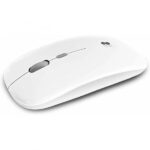 Subblim Mouse Dual Flat - Doppia connessione - Silent Click - Batteria ricaricabile - Rotella in silicone - Precisione 1600 DPI - Colore bianco