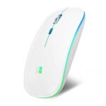 Subblim Mouse LED Dual Flat Mouse - Doppia connessione - Silent Click - Illuminazione LED in 7 colori - Batteria a lunga durata - Colore bianco