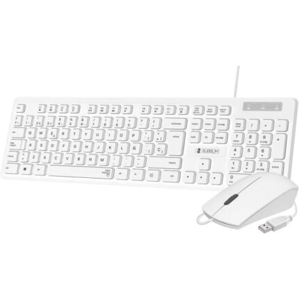 Subblim Combo Business Slim Silencioso - Tastiera e mouse - Ergonomico e resistente agli schizzi - Connettore USB Plug & Play - Mouse con precisione di 1200 DPI - Colore bianco