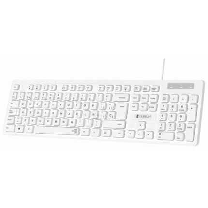 Tastiera Subblim Business Slim Silenziosa - 430 x 132 x 23 mm - Tasti piatti - Resistente agli schizzi - Design sottile e completo - Connettore USB Plug&Play - Colore bianco