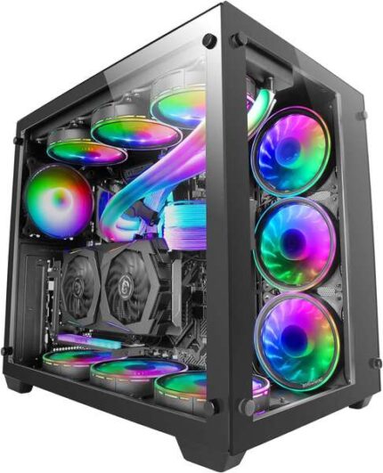 Mars Gaming MCV3 E-ATX Case PC Taglia XXL - Doppia finestra in vetro temperato - Capacità ampliata XXL - Struttura modulare a doppia camera - Supporto totale per raffreddamento a liquido - Colore nero