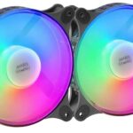Mars Gaming Kit di 2 spettacolari ventole FRGB RAINBOW 360º - 120x120x25mm - Illuminazione 360º FRGB RAINBOW - Ventilazione superiore e silenziosa - Connessione 3PIN+4PIN - Colore nero