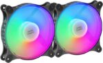 Mars Gaming Kit di 2 spettacolari ventole FRGB RAINBOW 360º - 120x120x25mm - Illuminazione 360º FRGB RAINBOW - Ventilazione superiore e silenziosa - Connessione 3PIN+4PIN - Colore nero