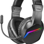 Mars Gaming Cuffie MH122 ultraleggere con illuminazione FRGB Rainbow - Suono Hi-Fi Ultra-Bass Spatial Sound - Design ergonomico - Cancellazione passiva del rumore - Compatibilità multipiattaforma totale - Colore nero