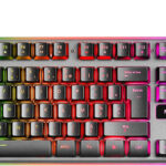 Mars Gaming Tastiera da gioco MK220 - Tecnologia H-MECH - Illuminazione FRGB Rainbow - Pannello in alluminio - Base in ABS rinforzato - Design completo - Materiale alluminio + ABS - Lunghezza cavo 150 cm - Francese - Colore nero