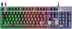 Mars Gaming Tastiera da gioco MK220 - Tecnologia H-MECH - Illuminazione FRGB Rainbow - Pannello in alluminio - Base in ABS rinforzato - Design completo - Materiale alluminio + ABS - Lunghezza cavo 150 cm - Francese - Colore nero