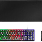 Mars Gaming Pack Premium Tastiera ibrida H-MECH - Mouse ultraleggero 10K - Tappetino XXL - Compatibilità universale - Tecnologia H-MECH - Illuminazione FRGB Rainbow - Mouse 69g con cavo Feather - Sensore ottico da 10000 DPI - Interruttori meccanici KAILH - Co