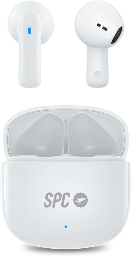 SPC Cuffie True Wireless Zion 2 Play - Autonomia 28 ore - Base di ricarica USB-C - Controllo tramite tocchi - Compatibili con assistenti vocali - Indicatori LED - Colore bianco