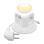 Aisens Presa multipla da tavolo multifunzione con 4 prese + 1xUSB-C 20W PD3.0 - 2xUSB-A 18W QC3.0 - Luce notturna - 1