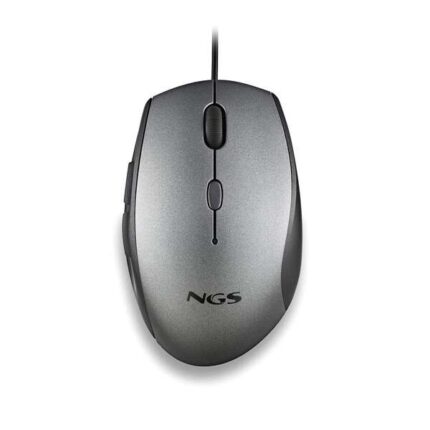 NGS Moth Gray Mouse USB 1600dpi + Adattatore da USB-A a USB-C - 5 pulsanti - Per destrimani - Cavo da 1