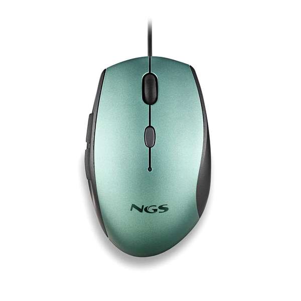 NGS Moth Ice Mouse USB 1600 dpi + Adattatore da USB-A a USB-C - 5 pulsanti - Per destrimani - Cavo da 1 NGS Moth Ice Mouse USB 1600 dpi + Adattatore da USB-A a USB-C - 5 pulsanti - Per destrimani - Cavo da 1