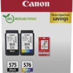 Canon PG575/CL576 Confezione da 2 cartucce d'inchiostro originali + 50 fogli di carta fotografica - 5438C004