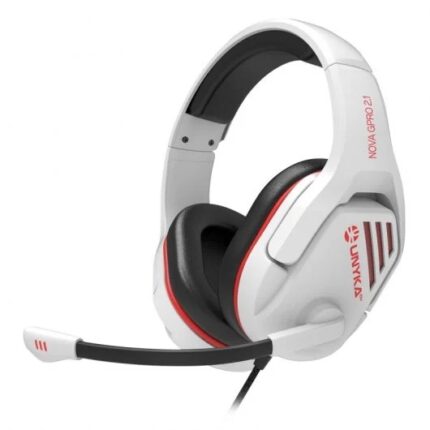 Unykach Gaming Nova Gpro White 2.1 Cuffie con microfono regolabile - Archetto regolabile - Cuscinetti imbottiti - Comandi sul cavo - Cavo da 1