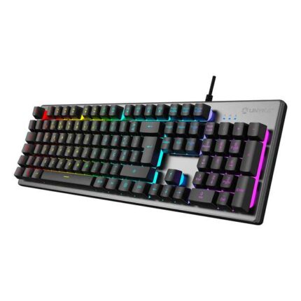 Unykach Nova K244 Tastiera da gioco USB (portoghese) - Illuminazione RGB regolabile - 105 tasti - Cavo da 1