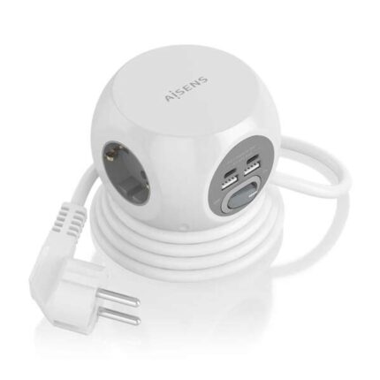 Aisens Multipresa da tavolo multifunzione con 3 prese + 2xUSB-C - 2xUSB-A - 1