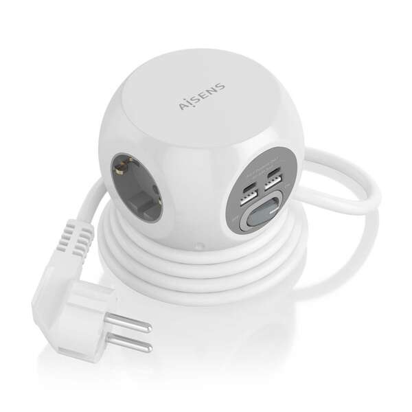 Aisens Multipresa da tavolo multifunzione con 3 prese + 2xUSB-C - 2xUSB-A - 1 Aisens Multipresa da tavolo multifunzione con 3 prese + 2xUSB-C - 2xUSB-A - 1
