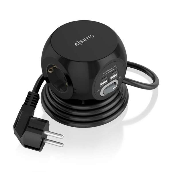 Aisens Presa multipla da tavolo multifunzione con 3 prese + 2xUSB-C - 2xUSB-A - 1 Aisens Presa multipla da tavolo multifunzione con 3 prese + 2xUSB-C - 2xUSB-A - 1