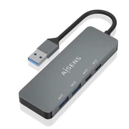 Hub USB 3.2 GEN2 10G USB-A - USB-A/M-2xUSB-C/H-2xUSB-A/H di Aisens -  15 cm - Colore grigio