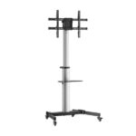 Aisens Supporto da pavimento con ruote - Vassoio porta DVD per monitor/TV 50 kg da 37-86" - Colore nero/argento
