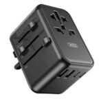 Adattatore da viaggio universale XO - Connessioni per oltre 150 paesi - Potenza fino a 2500W - Porta USB-C da 65W - Cinque porte di uscita - Colore nero