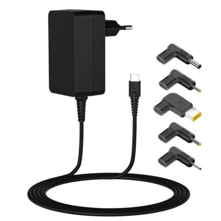 Leotec Caricabatterie universale per laptop 45W USB-C Power Delivery 3.0 - 5 connettori diversi - Protezione da sovraccarico e cortocircuito