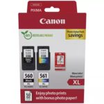 Canon PG560XL Nero + CL561XL Colore Confezione da 2 cartucce d'inchiostro originali - 50 fogli di carta fotografica - 3712C008/3712C004