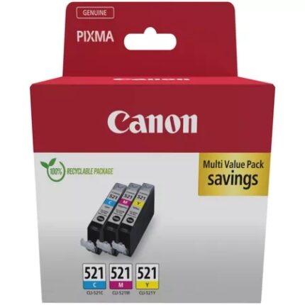 Canon CLI521 Confezione da 3 cartucce d'inchiostro originali - Ciano