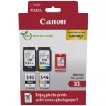 Canon PG545XL Nero + CL546XL Colore Confezione da 2 cartucce d'inchiostro originali + 50 fogli di carta fotografica - 8286B011/8286B006
