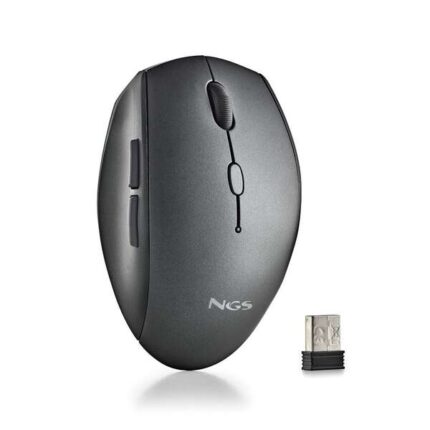 Mouse wireless ergonomico NGS - 5 pulsanti - Tasti silenziosi - Rotellina di scorrimento - Connessione 2
